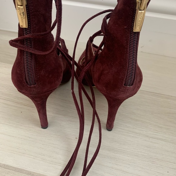 Vince Camuto Burgundy/Wine Suede Lace Up Heels - Picture 2 of 5